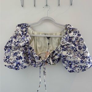 Missguided Floral Puff Sleeve Crop Top